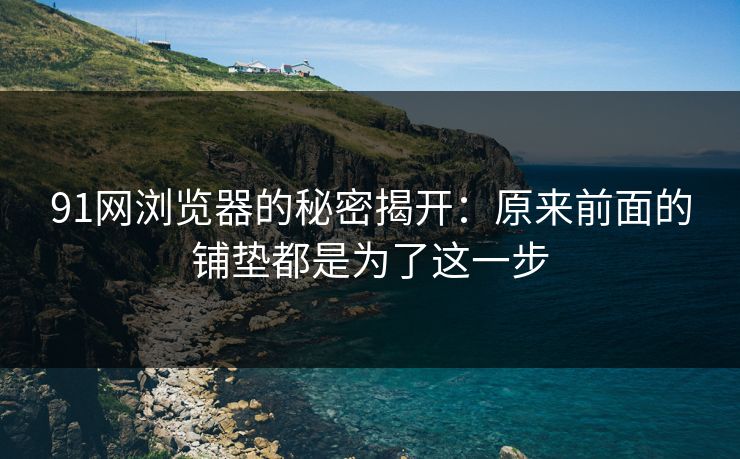91网浏览器的秘密揭开:原来前面的铺垫都是为了这一步 91网浏览器的秘密揭开:原来前面的铺垫都是为了这一步